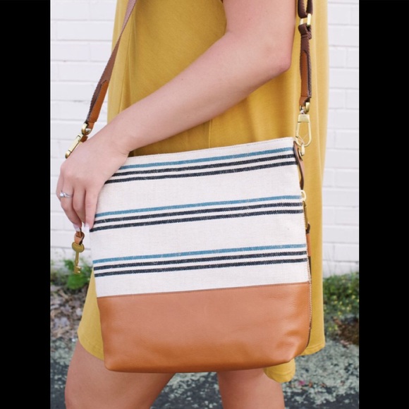 Fossil Handbags - Fossil Leather and Jute Maya Hobo Purse